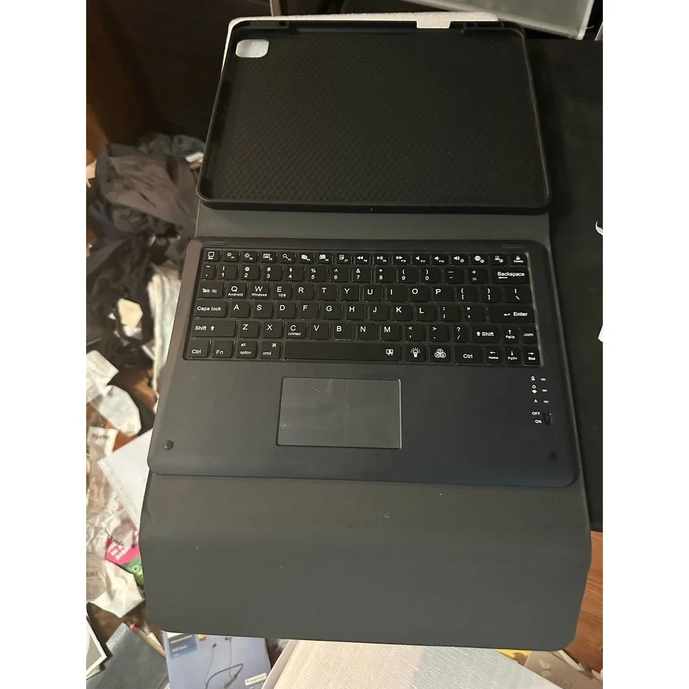 iPad Pro 12.9 Case with Keyboard Case Trackpad 7 Color Backlit Pencil Holder